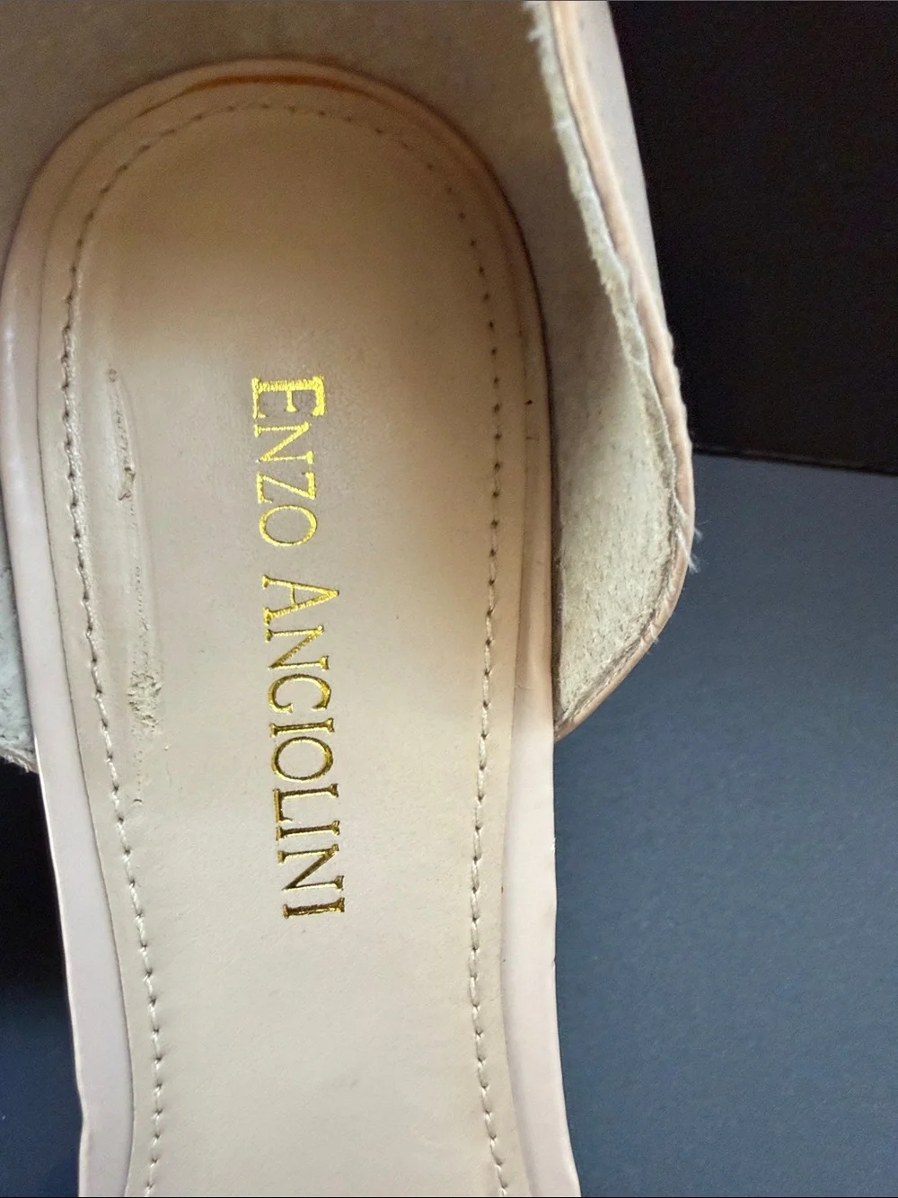 Enzo Angiolini Nude and Black D'Orsay Bow Wedges